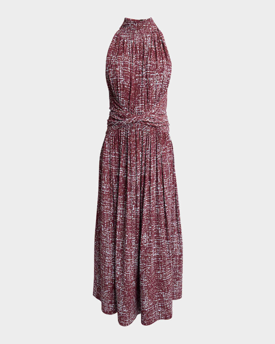 Lola Halter Printed Viscose Crepe Midi Dress